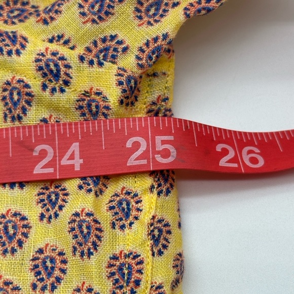 J McLaughlin Shirt Mens Linen XL Button Up Yellow Blue Orange Paisley L/S - Picture 10 of 11